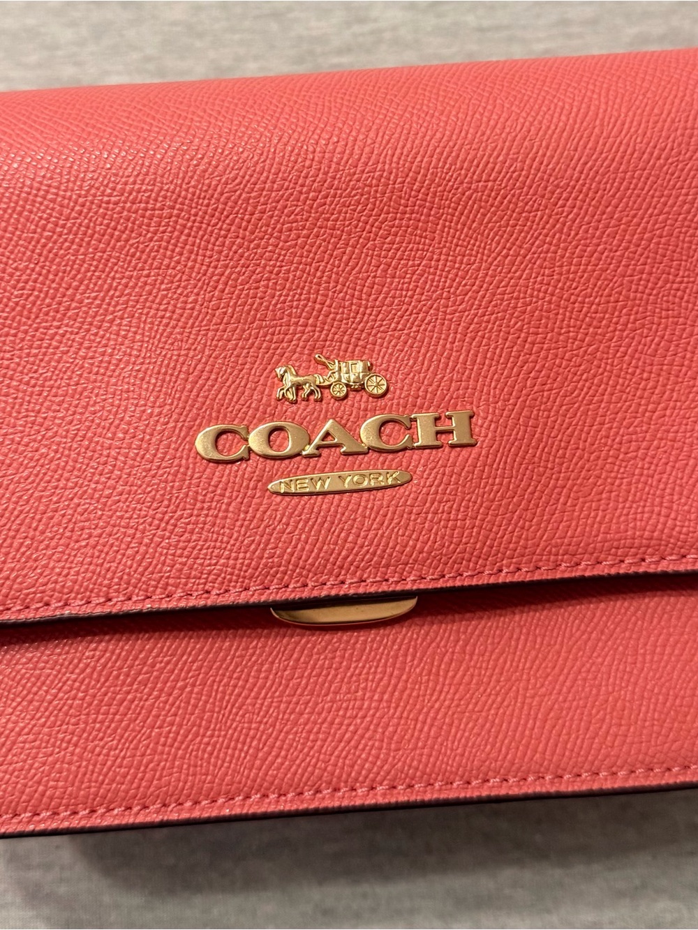 Coach Coral Leather cross body purse with Gold Logo